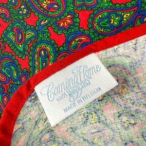 Vintage Lands' End Coming Home Red Green Blue Paisley‎ Table Runner 86"-87" Long